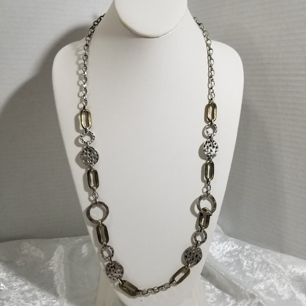 Ruby Rd. silver tone and gold tone 30" necklace 1.1684